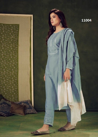 Aqua Georgette Indian women's salwar kameez with dupatta ready to wear