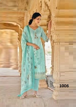Aqua Georgette Indian women's salwar kameez with dupatta ready to wear