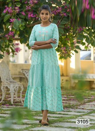 Aqua Georgette Indian Ethnic kurti with dupata