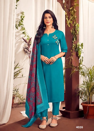 Aqua Georgette Indian women's salwar kameez with dupatta ready to wear