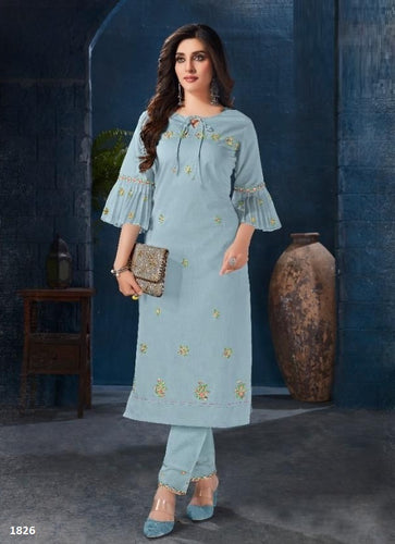 Aqua Georgette Indian Ethnic kurti with dupata