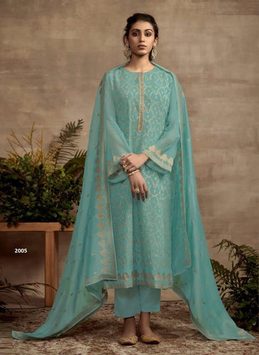 Aqua Georgette Indian women's salwar kameez with dupatta ready to wear