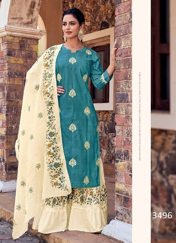 Aqua Georgette Indian women's salwar kameez with dupatta ready to wear