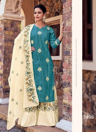 Aqua Georgette Indian women's salwar kameez with dupatta ready to wear