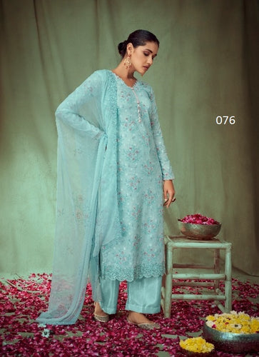 Aqua Georgette Indian women's salwar kameez with dupatta ready to wear