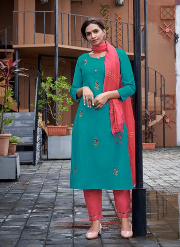 Aqua Georgette Indian women's salwar kameez with dupatta ready to wear
