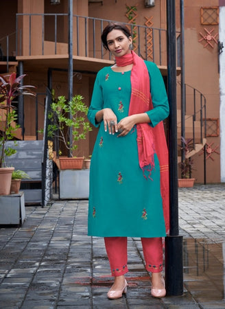 Aqua Georgette Indian women's salwar kameez with dupatta ready to wear