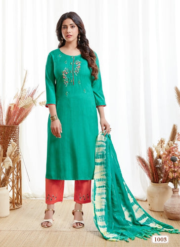 Aqua Georgette Indian women's salwar kameez with dupatta ready to wear