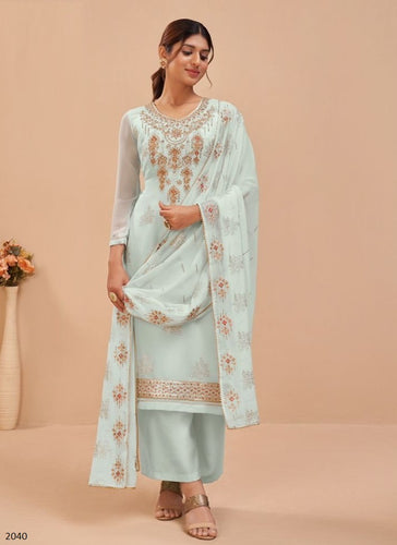 Aqua Georgette Indian women's salwar kameez with dupatta ready to wear
