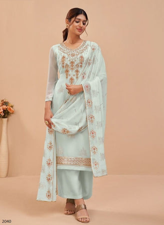 Aqua Georgette Indian women's salwar kameez with dupatta ready to wear