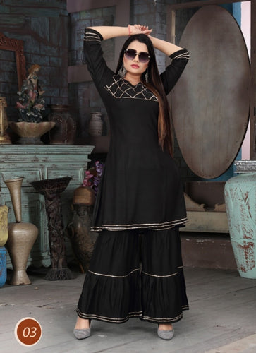 Black Georgette Indian Ethnic kurti with dupata