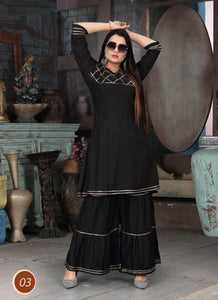 Black Georgette Indian Ethnic kurti with dupata