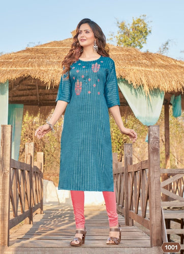 Aqua Georgette Indian Ethnic kurti with dupata