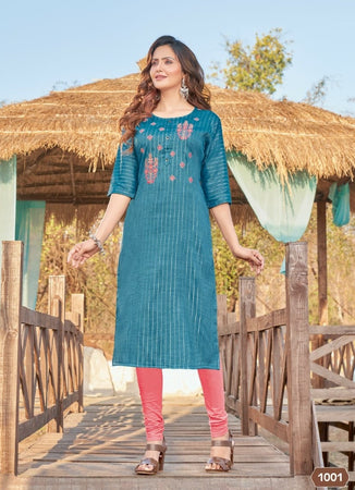 Aqua Georgette Indian Ethnic kurti with dupata
