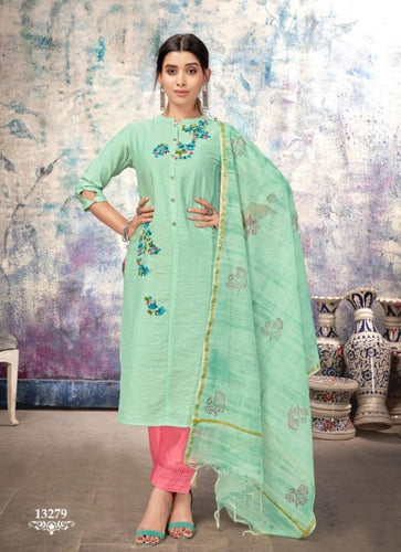 Aqua Georgette Indian women's salwar kameez with dupatta ready to wear