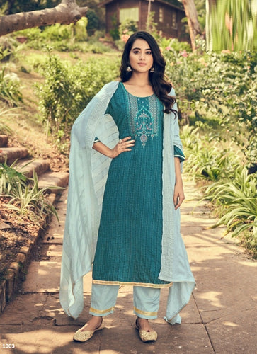 Aqua Georgette Indian women's salwar kameez with dupatta ready to wear