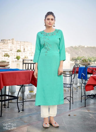 Aqua Georgette Indian Ethnic kurti with dupata