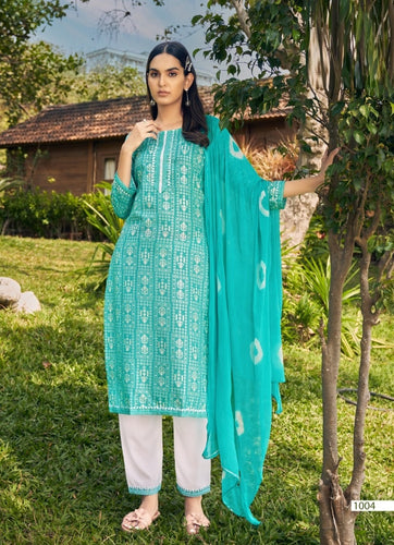 Aqua Georgette Indian women's salwar kameez with dupatta ready to wear