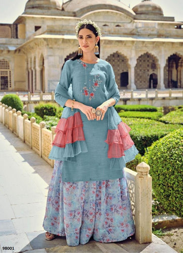 Aqua Georgette Indian women's salwar kameez with dupatta ready to wear