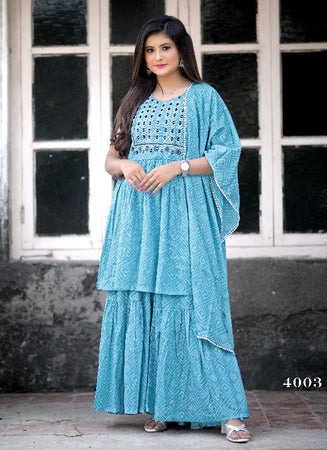 Aqua Georgette Indian women's salwar kameez with dupatta ready to wear