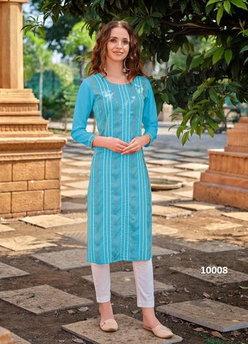 Aqua Georgette Indian Ethnic kurti with dupata
