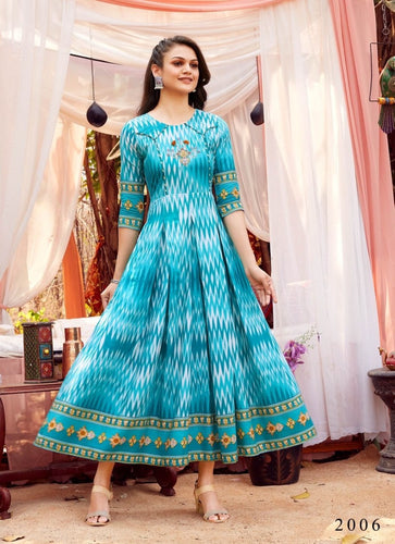 Aqua Georgette Indian Ethnic kurti with dupata