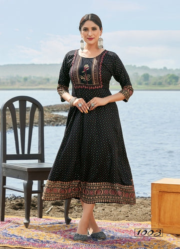 Black Georgette Indian Ethnic kurti with dupata