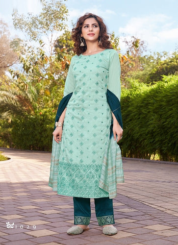 Aqua Georgette Indian women's salwar kameez with dupatta ready to wear