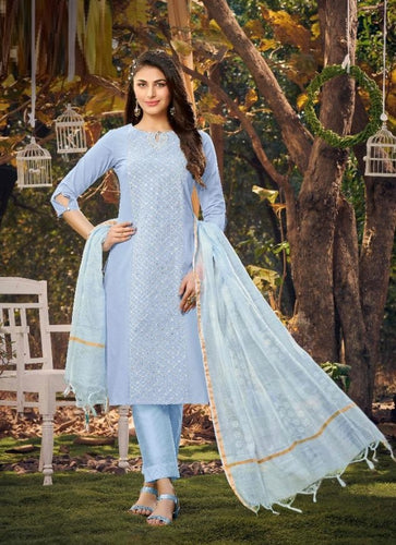Aqua Georgette Indian women's salwar kameez with dupatta ready to wear