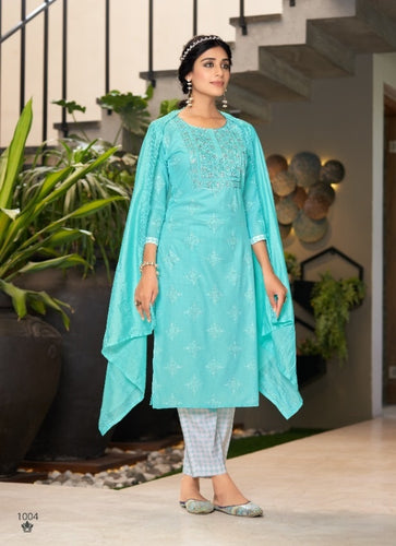 Aqua Georgette Indian women's salwar kameez with dupatta ready to wear