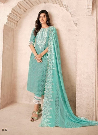 Aqua Georgette Indian women's salwar kameez with dupatta ready to wear