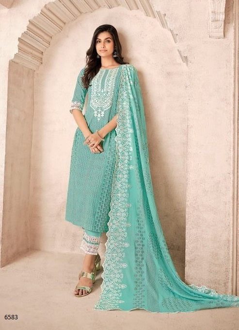 Aqua Georgette Indian women's salwar kameez with dupatta ready to wear