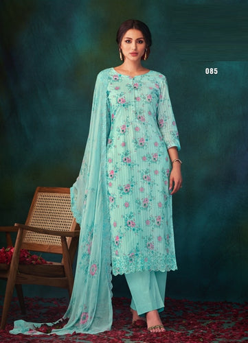Aqua Georgette Indian women's salwar kameez with dupatta ready to wear