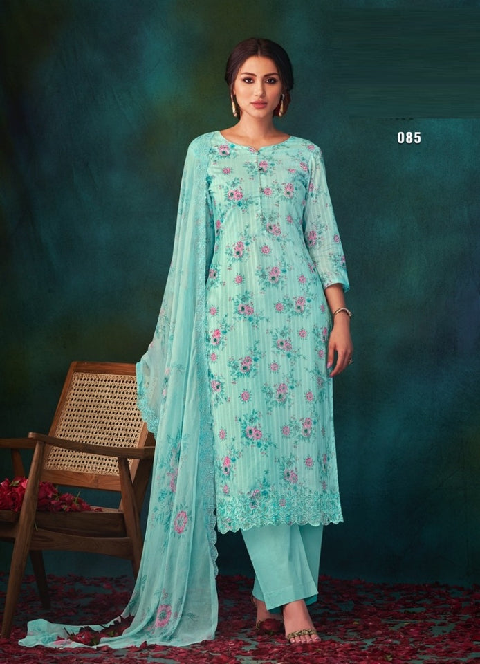 Aqua Georgette Indian women's salwar kameez with dupatta ready to wear