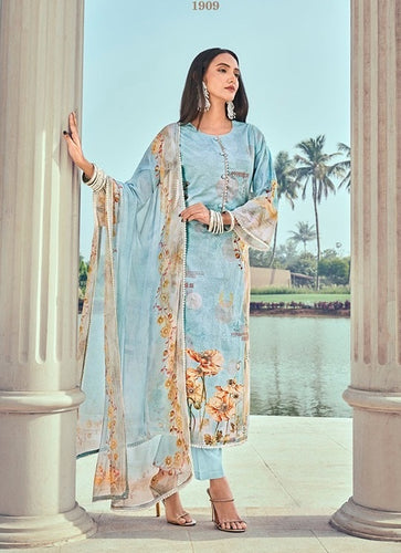 Aqua Georgette Indian women's salwar kameez with dupatta ready to wear