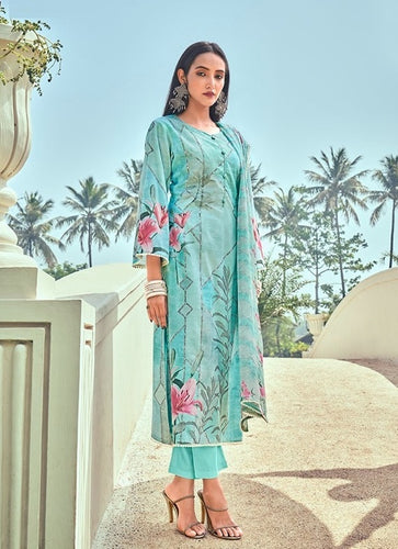 Aqua Georgette Indian women's salwar kameez with dupatta ready to wear