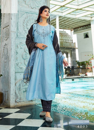 Aqua Georgette Indian women's salwar kameez with dupatta ready to wear