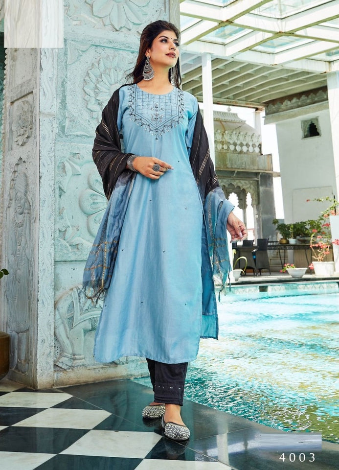 Aqua Georgette Indian women's salwar kameez with dupatta ready to wear