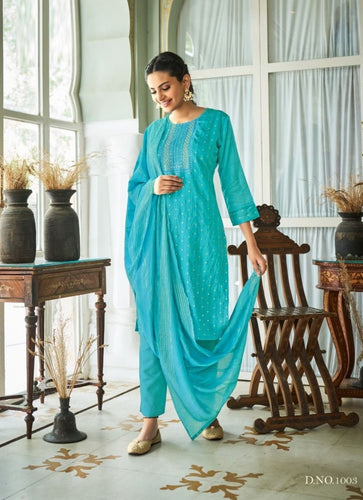 Aqua Georgette Indian women's salwar kameez with dupatta ready to wear