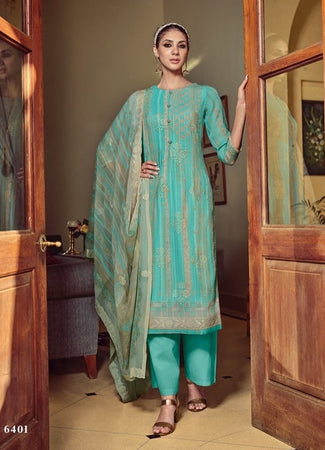 Aqua Georgette Indian women's salwar kameez with dupatta ready to wear