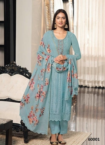 Aqua Georgette Indian women's salwar kameez with dupatta ready to wear