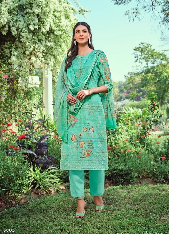 Aqua Georgette Indian women's salwar kameez with dupatta ready to wear