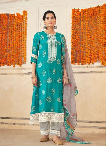 Aqua Georgette Indian women's salwar kameez with dupatta ready to wear