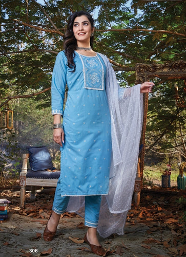 Aqua Georgette Indian women's salwar kameez with dupatta ready to wear