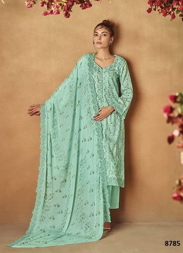 Aqua Georgette Indian women's salwar kameez with dupatta ready to wear