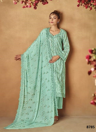 Aqua Georgette Indian women's salwar kameez with dupatta ready to wear