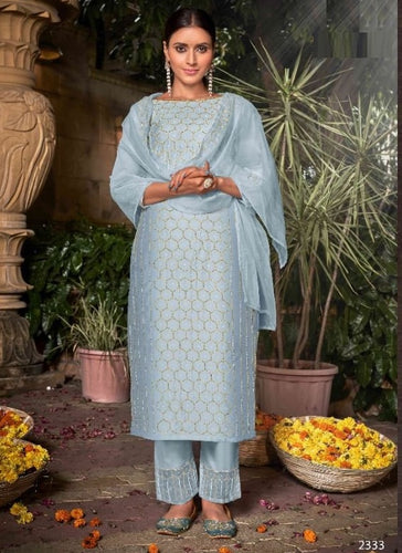 Aqua Georgette Indian women's salwar kameez with dupatta ready to wear