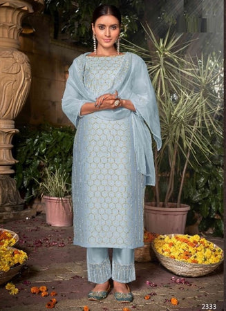 Aqua Georgette Indian women's salwar kameez with dupatta ready to wear