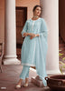 Aqua Georgette Indian women's salwar kameez with dupatta ready to wear