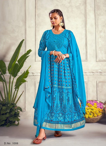 Aqua Georgette Indian Ethnic kurti with dupata